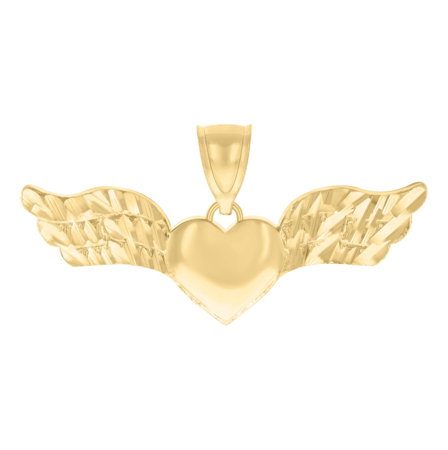 10K Yellow Gold Womens Flying Heart Charm Pendant