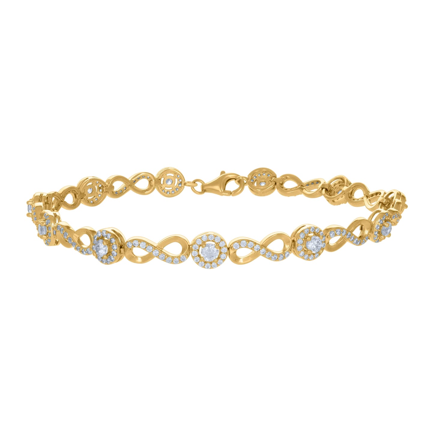 Sterling Silver Yellow-tone Womens Cubic-Zirconia Infinity Tennis Bracelet