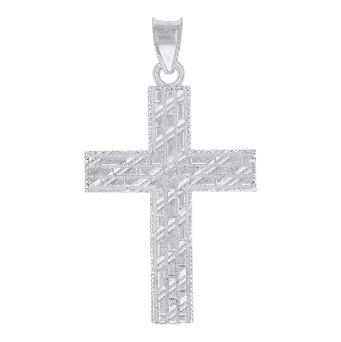 Sterling Silver Mens Cross Religious Charm Pendant