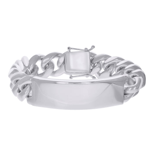 925-Sterling-Rhodium Solid Miami Cuban Id Bracelet