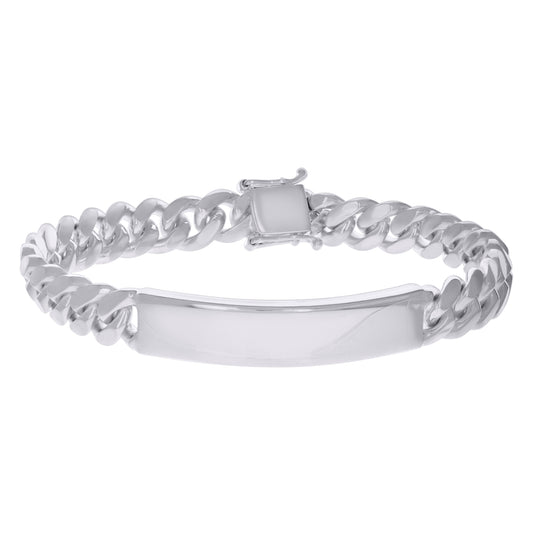 925-Sterling-Rhodium Solid Miami Cuban Id Bracelet