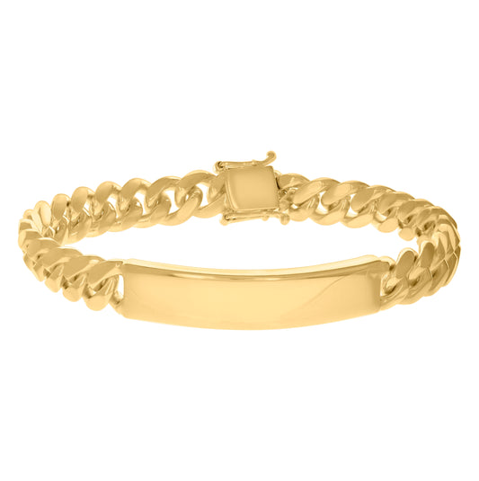 925-Sterling-Yellow Tone Solid Miami Cuban Id Bracelet