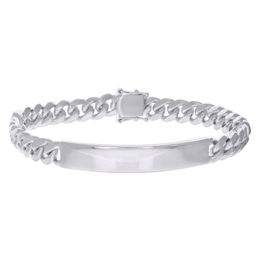 925-Sterling-Rhodium Solid Miami Cuban Id Bracelet
