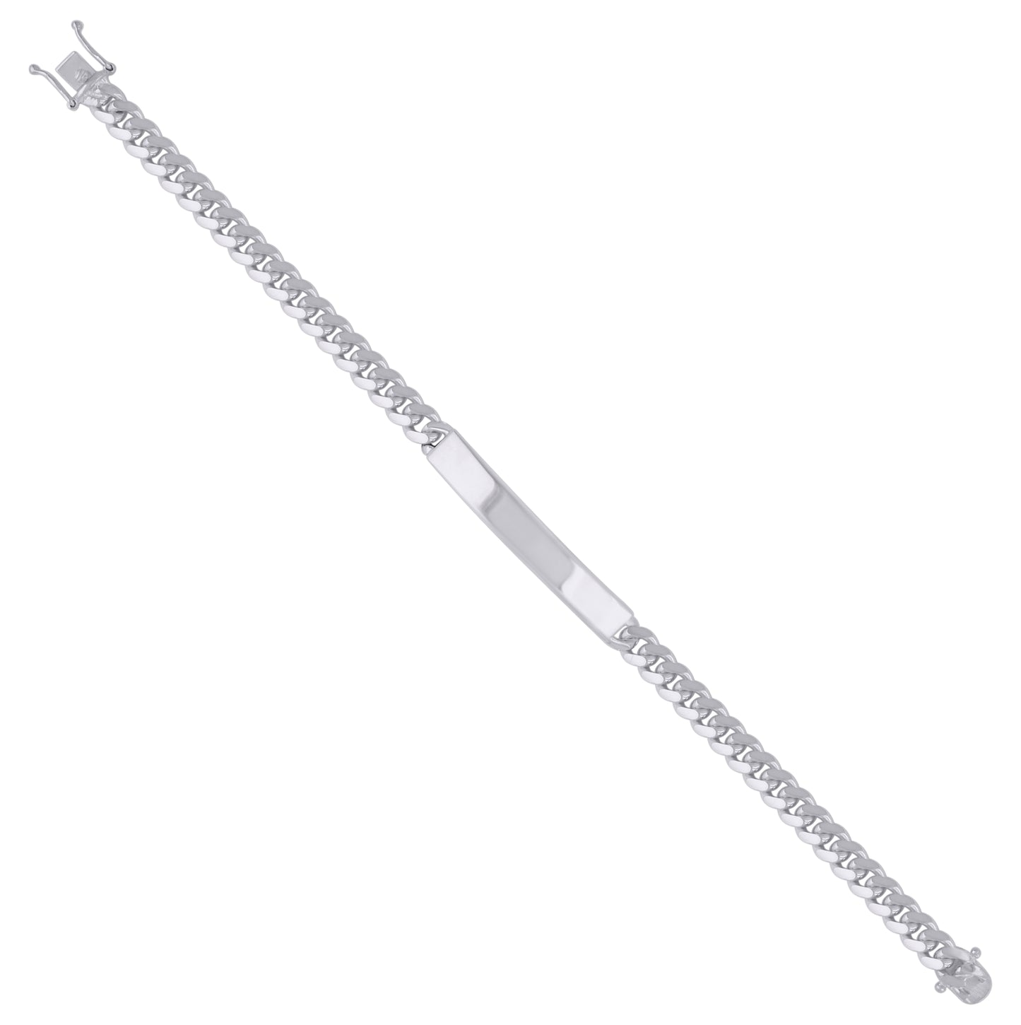 Sterling Rhodium Solid Miami Cuban Id Bracelet