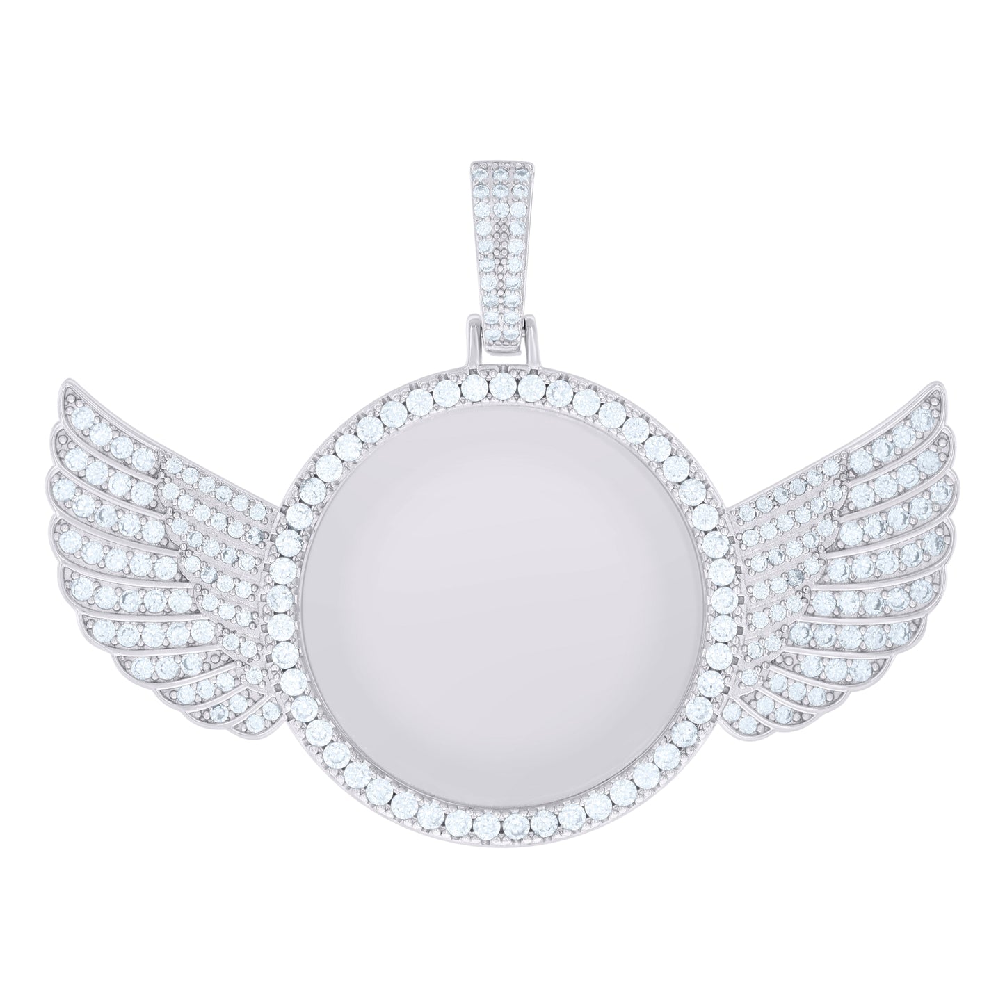 Sterling Silver Mens Cubic-Zirconia Flying Picture Frame Charm Pendant