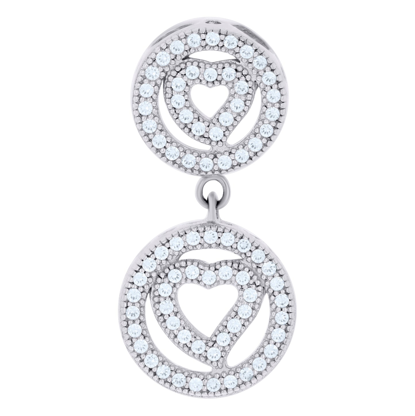 Sterling Silver Women Cubic-Zirconia Hearts Dangling Charm Pendant