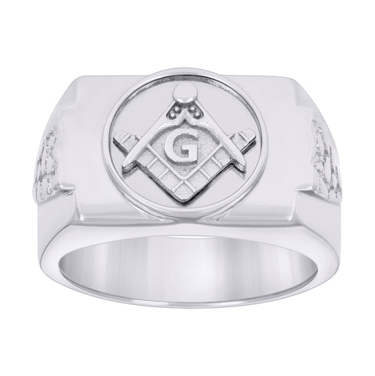 Sterling Silver Mens Masonic Symbol Fashion Bridal Anniversary Wedding Engagement Band Ring