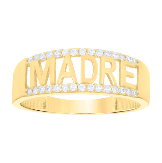 14K Yellow Gold Womens Cubic-Zirconia MADRE Talking Ring