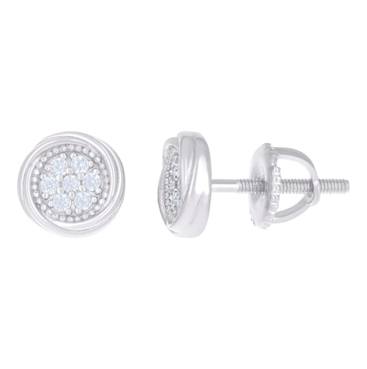 Sterling Silver Womens Cubic-Zirconia Swirl Stud Earrings