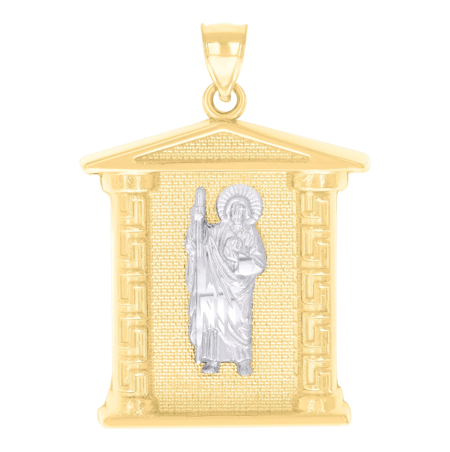 10K Two-tone Gold Mens St. Jude Religious Charm Pendant