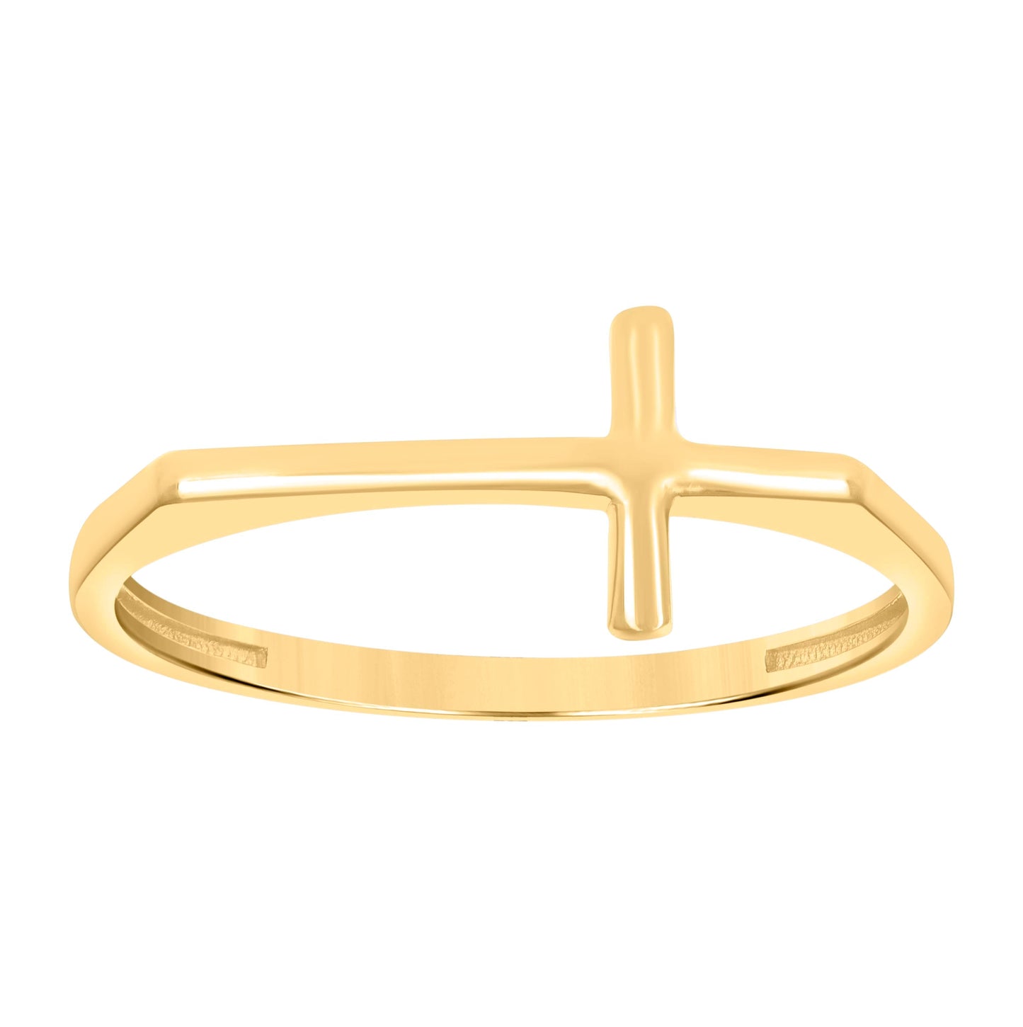 14K Yellow Gold Womens Cross Religious Ring