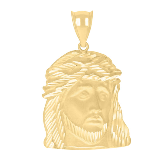10K Yellow Gold Mens Jesus Religious Charm Pendant