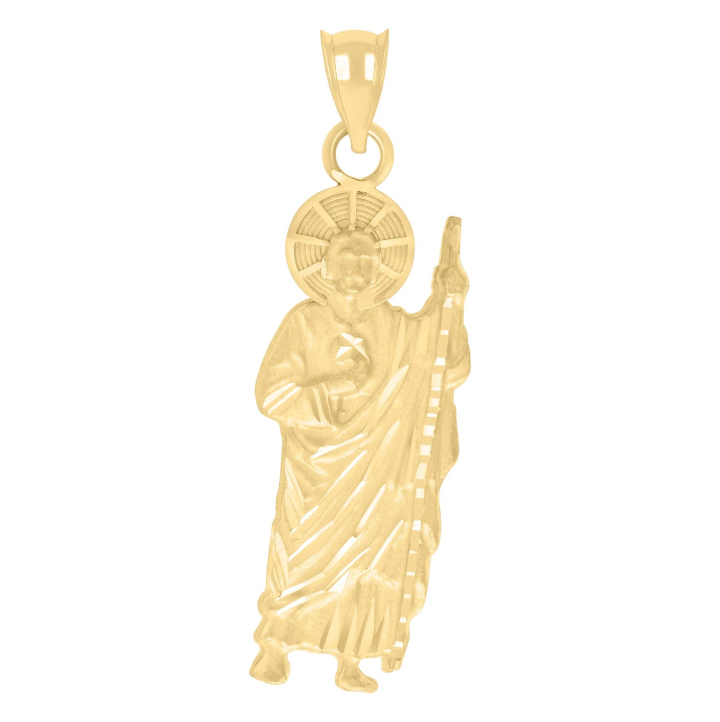 10K Yellow Gold Mens St. Jude Religious Charm Pendant