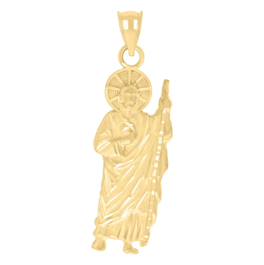 10K Yellow Gold Mens St. Jude Religious Charm Pendant
