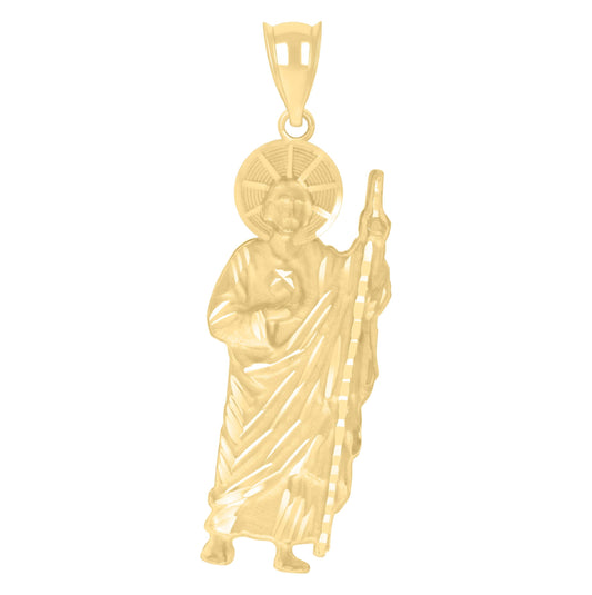 10K Yellow Gold Mens St. Jude Religious Charm Pendant