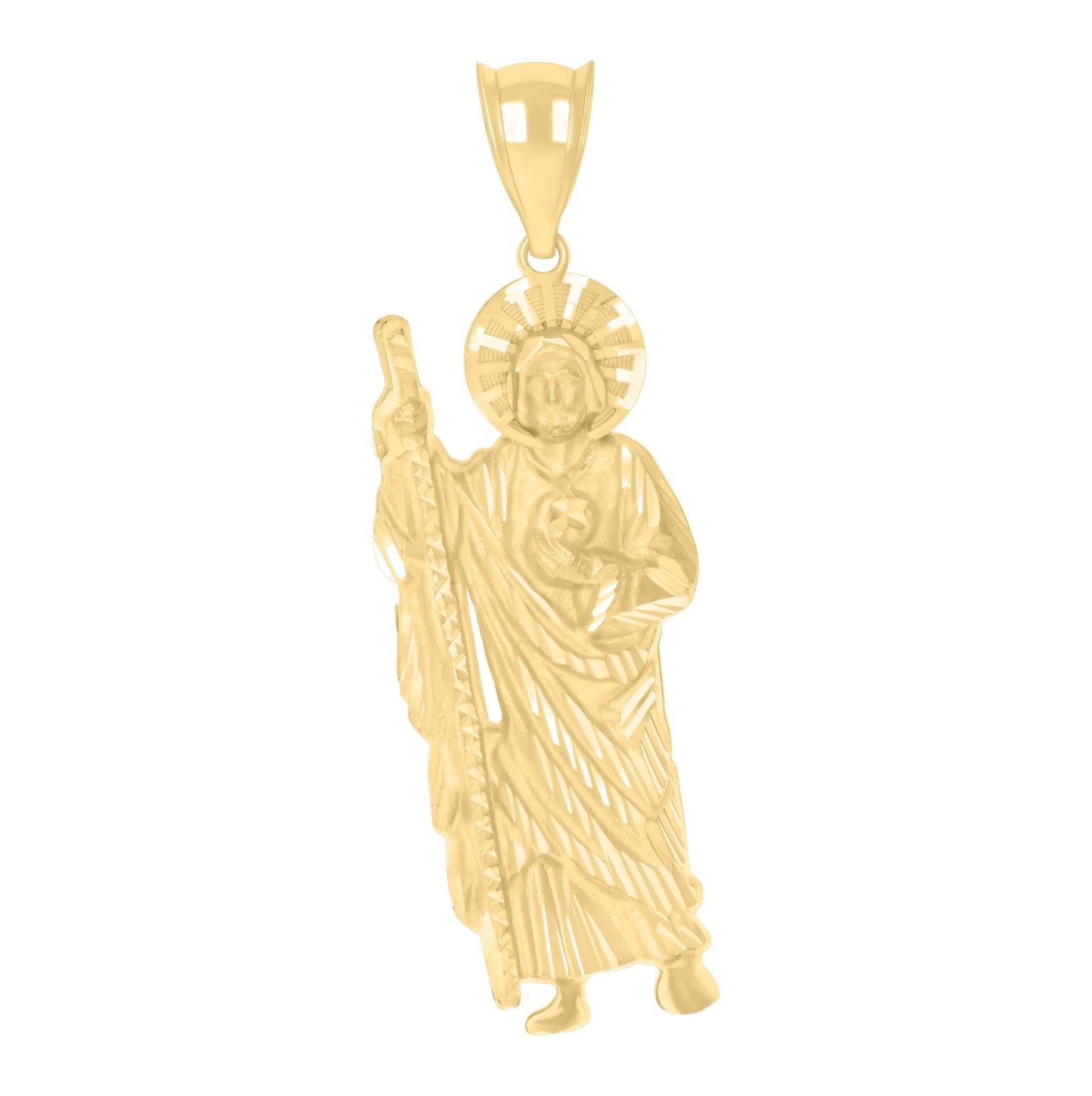 10K Yellow Gold Mens St. Jude Religious Charm Pendant
