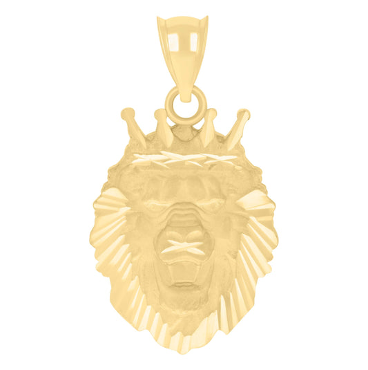 10K Yellow Gold Mens Leo/Lion Head Animal Wildlife Charm Pendant