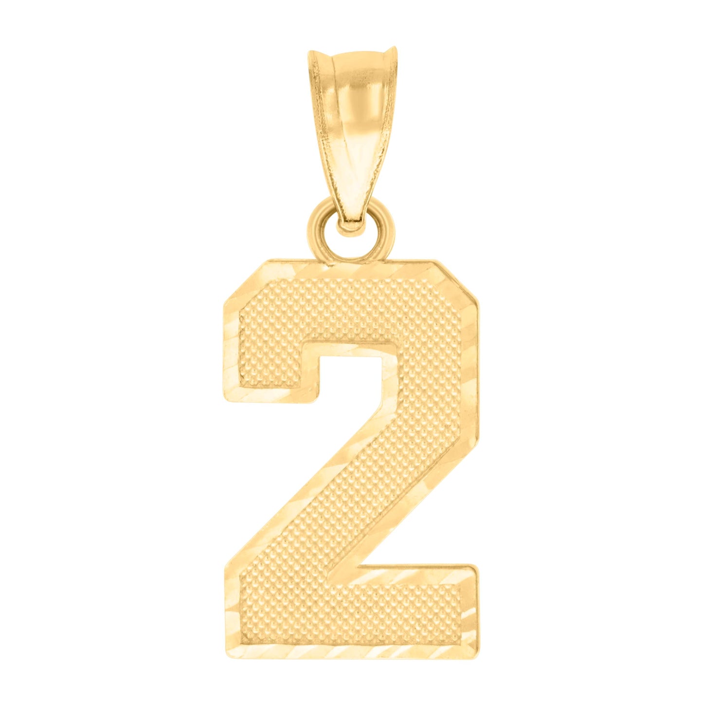 10K Yellow Gold Unisex Initial Number Charm Pendant