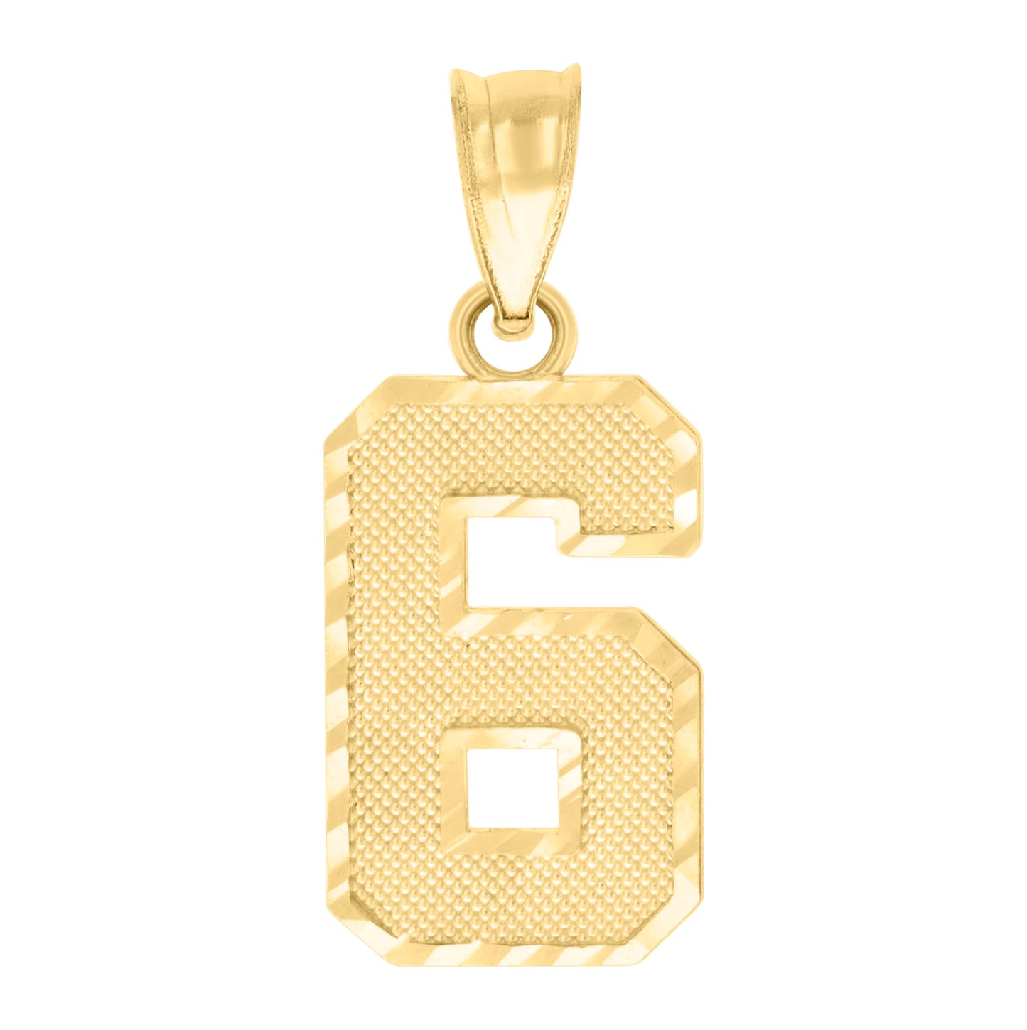 10K Yellow Gold Unisex Initial Number Charm Pendant