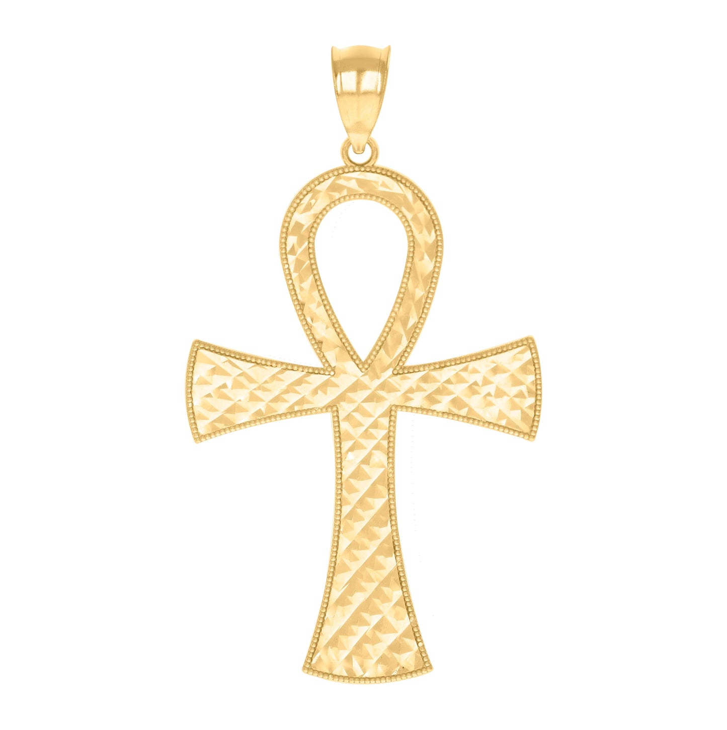 10K Yellow Gold Mens Egyptian Ankh Cross Religious Charm Pendant