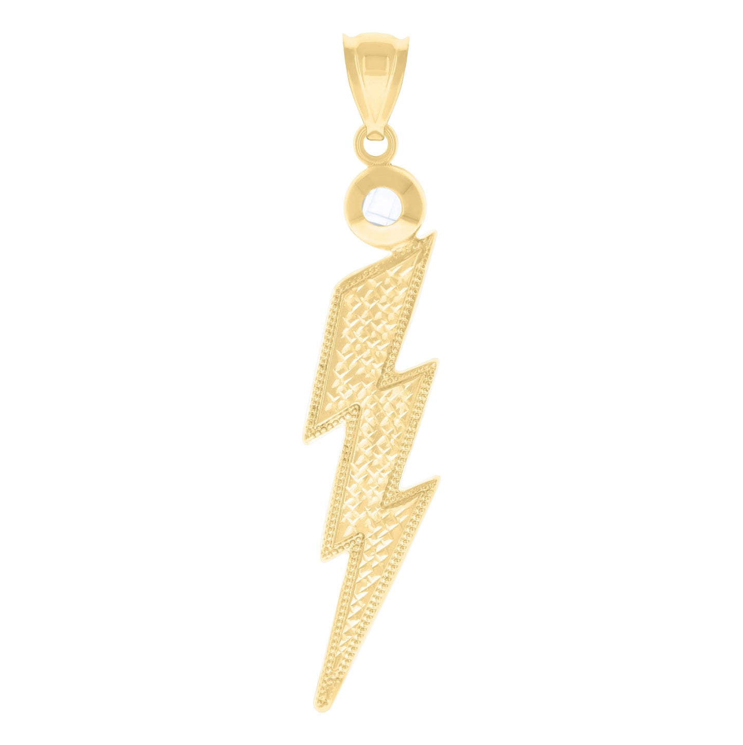10K Yellow Gold Unisex Cubic-Zirconia Lightning Bolt Fashion Pendant