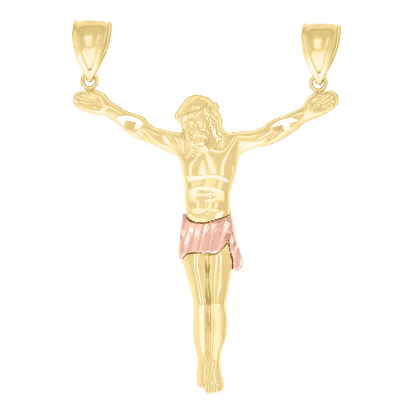 10K Two-tone Gold Mens Jesus Christ Body Religious Charm Pendant