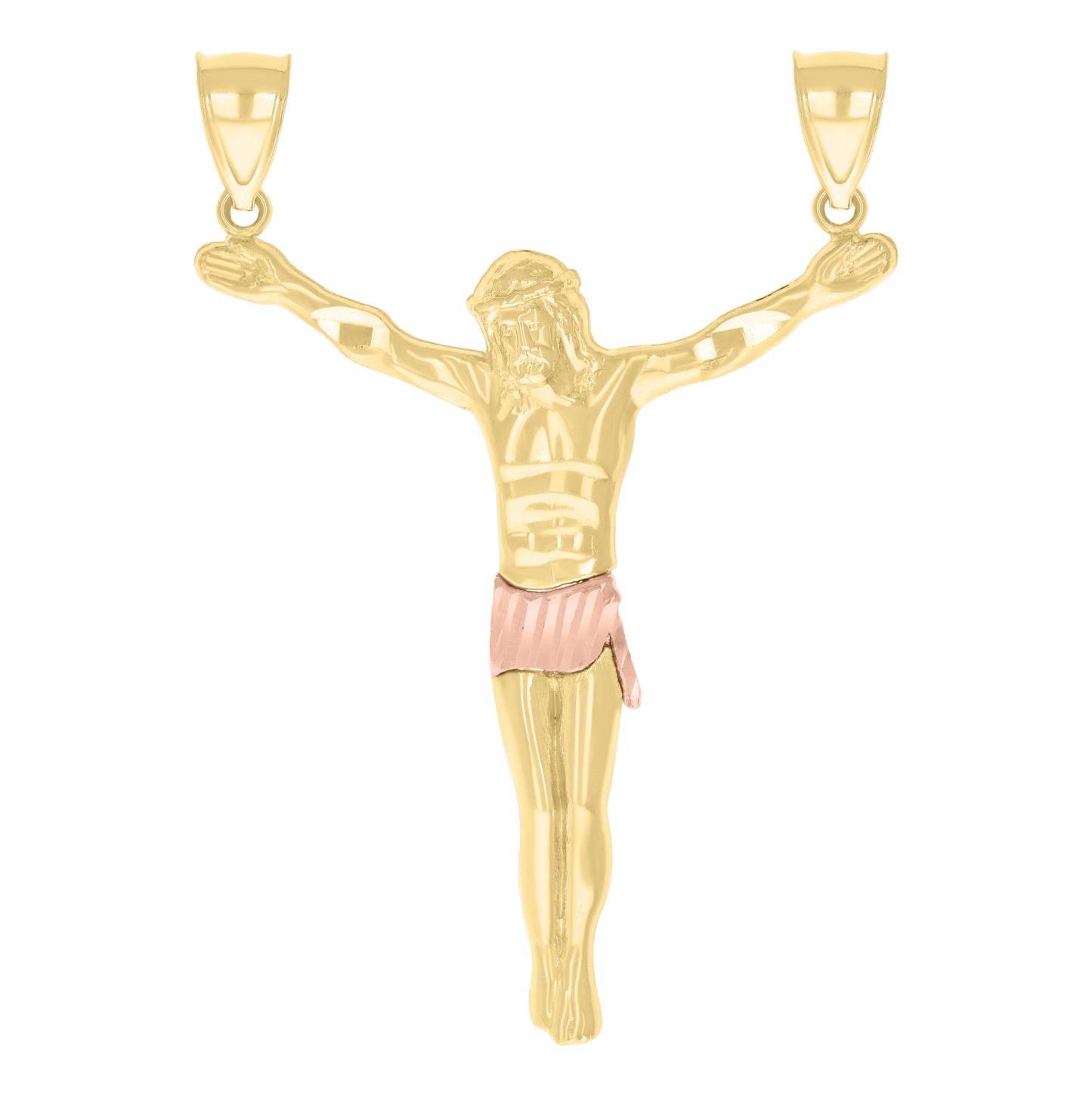 10K Two-tone Gold Mens Jesus Christ Body Religious Charm Pendant