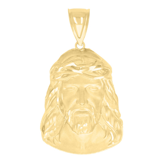 10K Yellow Gold Mens Jesus Religious Charm Pendant
