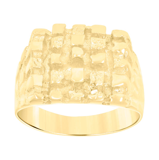 10K Yellow Gold Mens Nugget Fashion Ring
