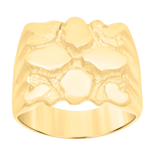 10K Yellow Gold Mens Nugget Fashion Ring