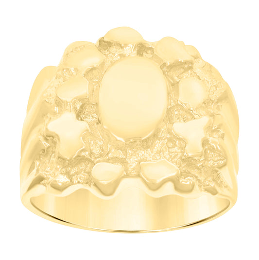 10K Yellow Gold Mens Nugget Fashion Ring