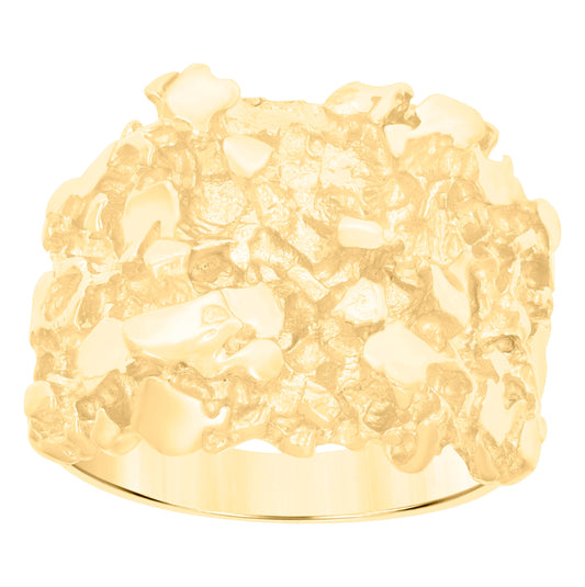 10K Yellow Gold Mens Nugget Fashion Ring