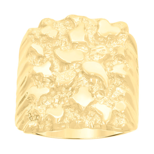 10K Yellow Gold Mens Nugget Fashion Ring
