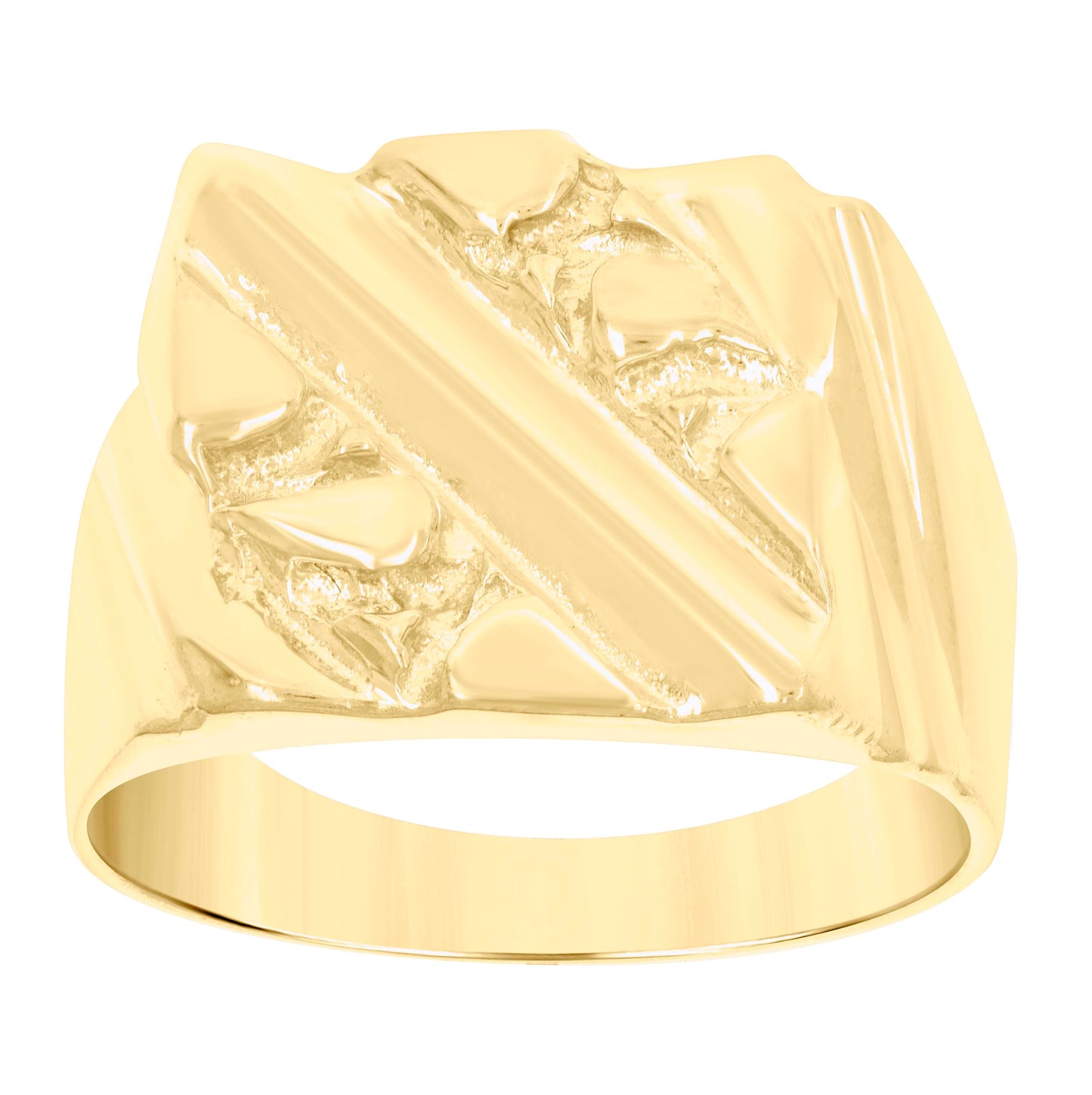 10K Yellow Gold Mens Nugget Fashion Ring