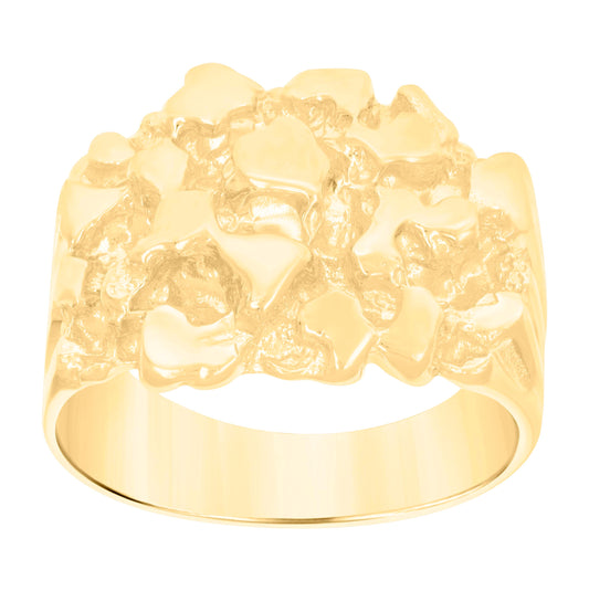 10K Yellow Gold Mens Nugget Fashion Ring