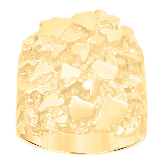 10K Yellow Gold Mens Nugget Fashion Ring