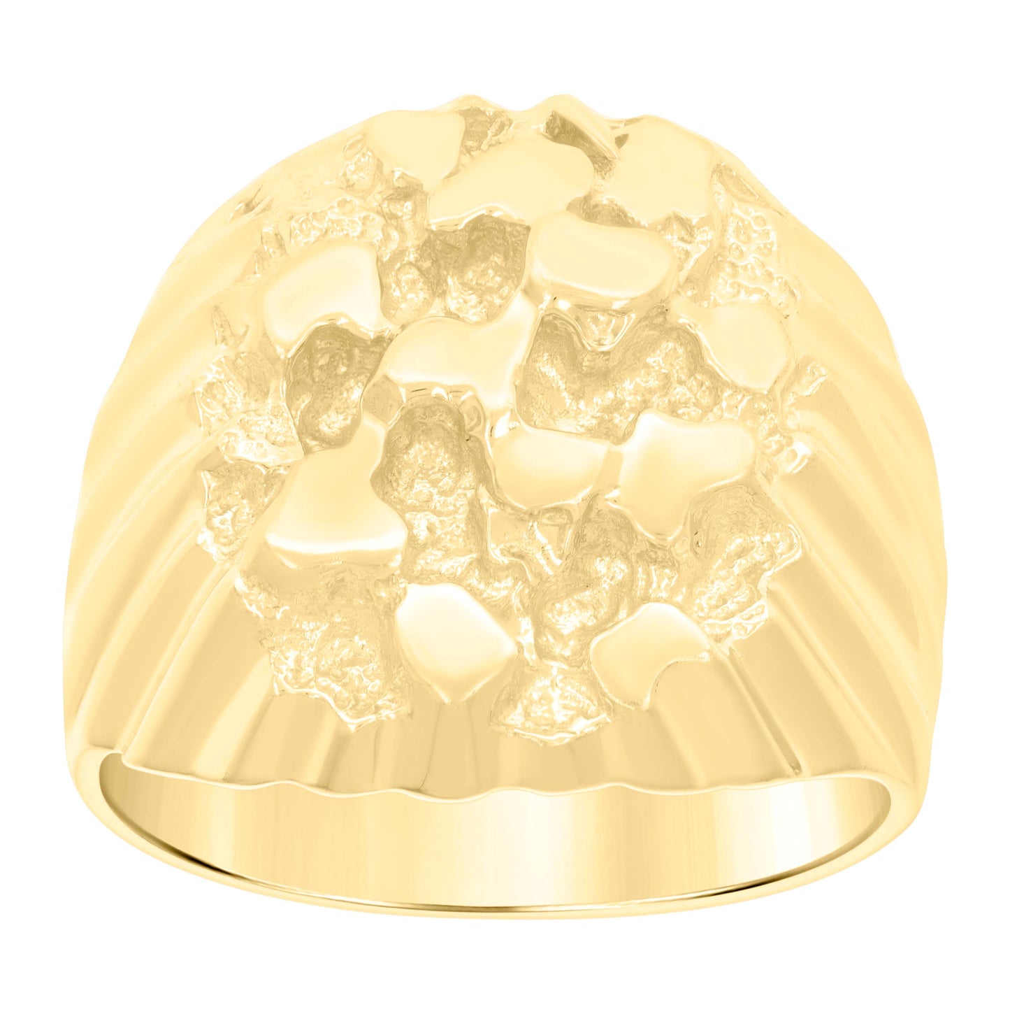 10K Yellow Gold Mens Nugget Fashion Ring