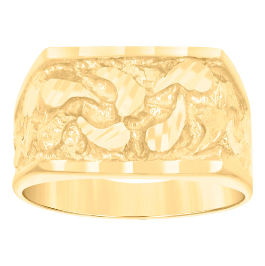 10K Yellow Gold Mens Nugget Fashion Ring