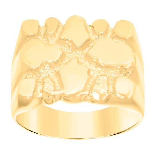 10K Yellow Gold Mens Nugget Fashion Ring