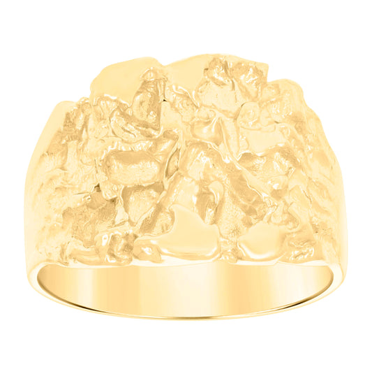 10K Yellow Gold Mens Nugget Fashion Ring