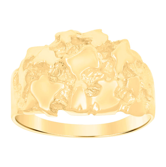 10K Yellow Gold Mens Nugget Fashion Ring