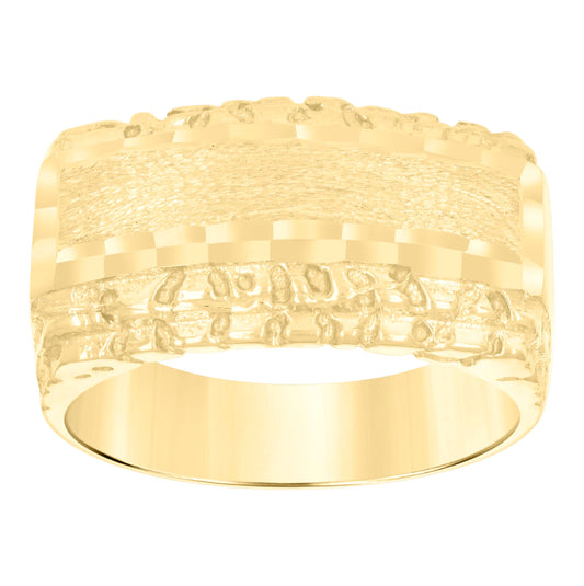 10K Yellow Gold Mens Nugget Fashion Ring