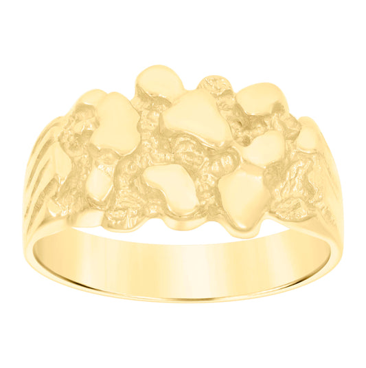10K Yellow Gold Mens Nugget Fashion Ring