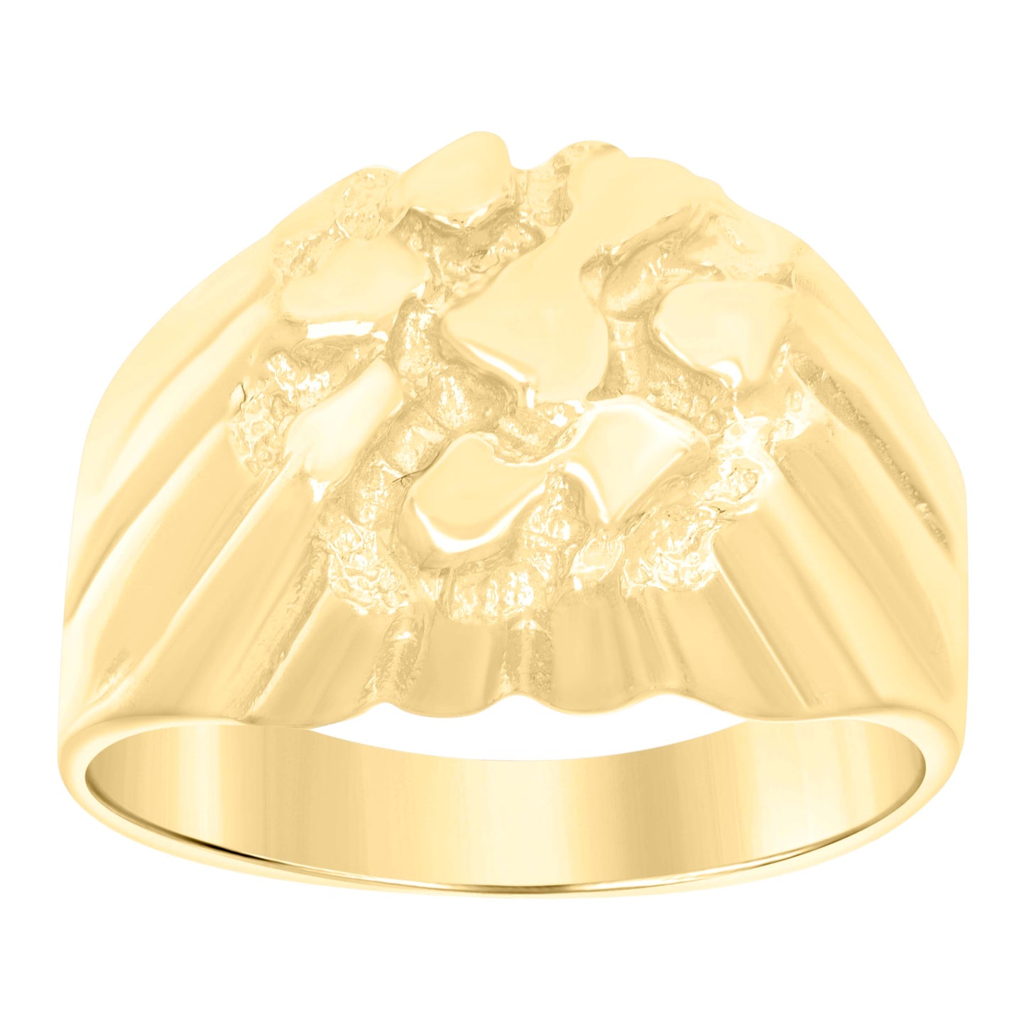 10K Yellow Gold Mens Nugget Fashion Ring