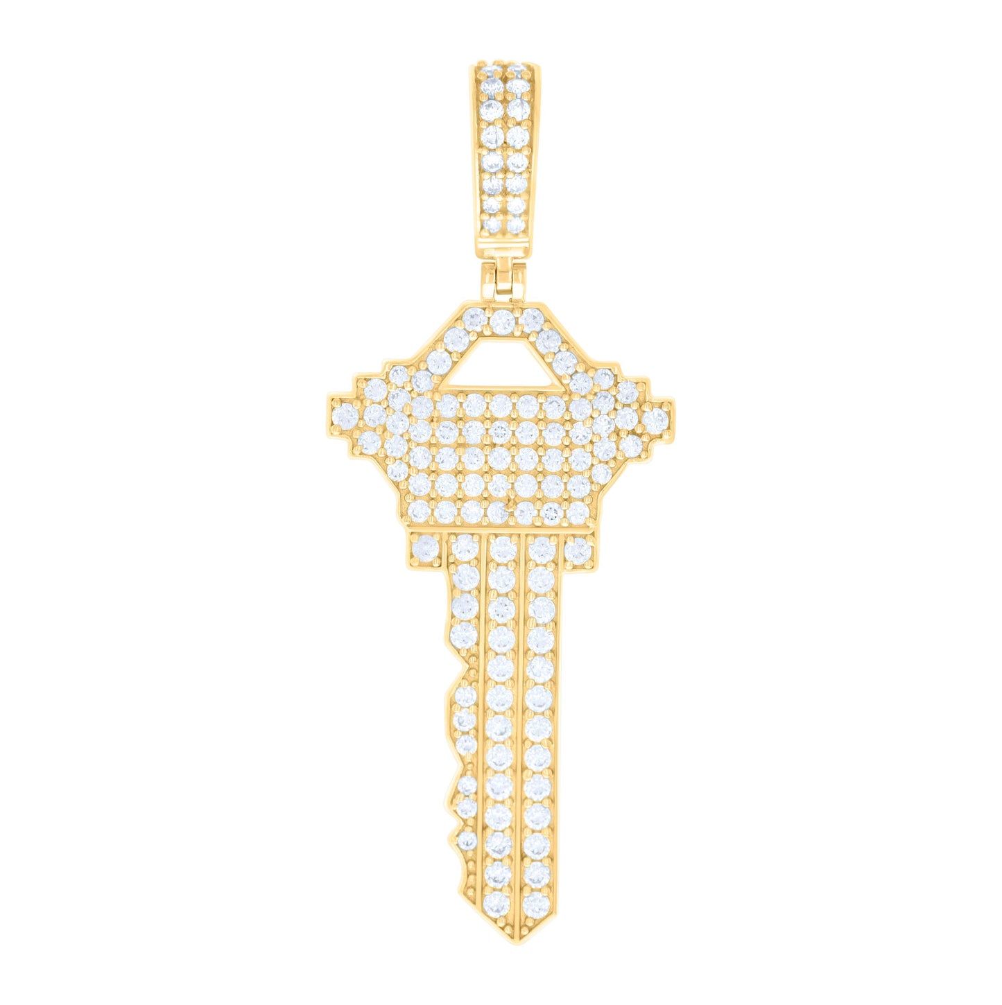 10K Yellow Gold Mens Cubic-Zirconia Key Lock & Key Charm Pendant