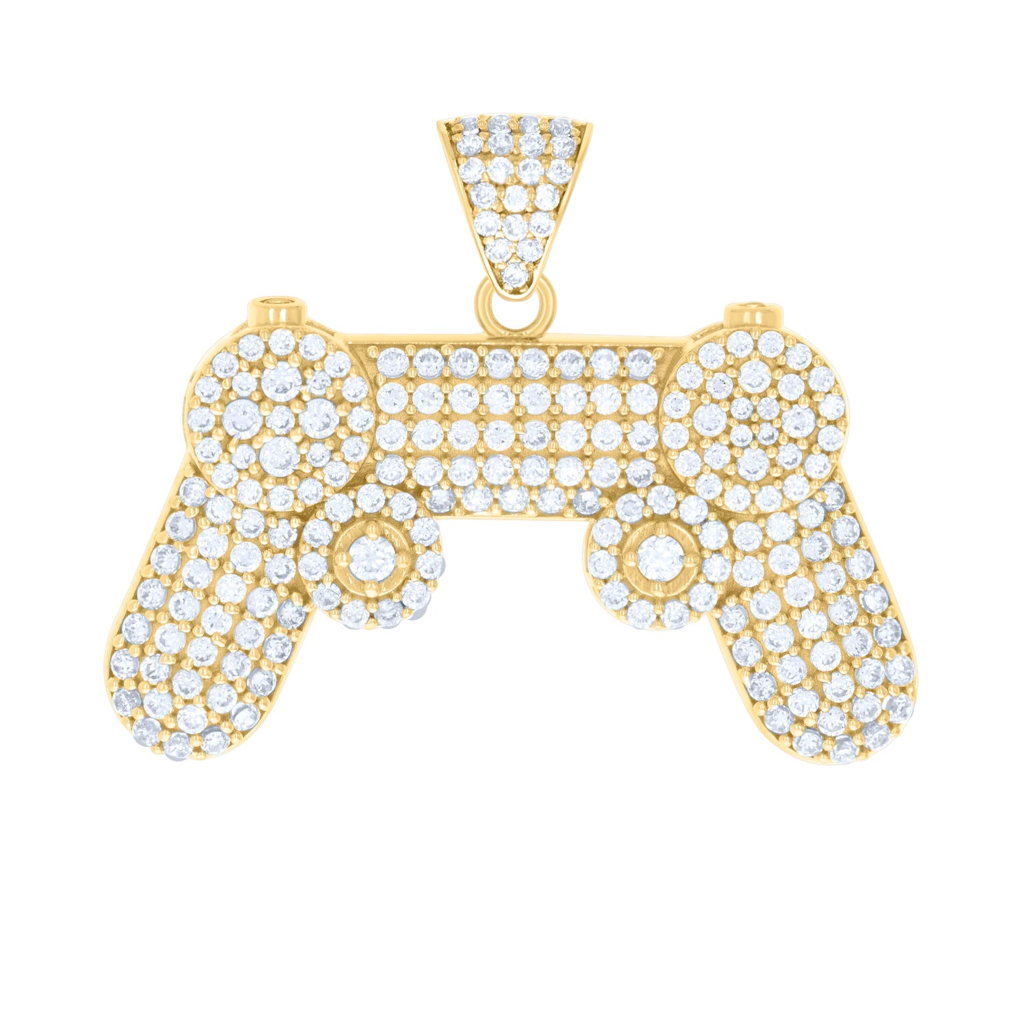 10K Yellow Gold Mens Cubic-Zirconia Game Console Fashion Charm Pendant