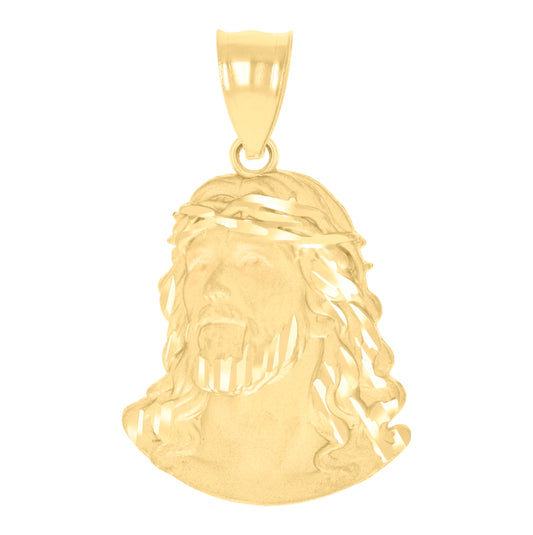 10K Yellow Gold Mens Jesus Religious Charm Pendant