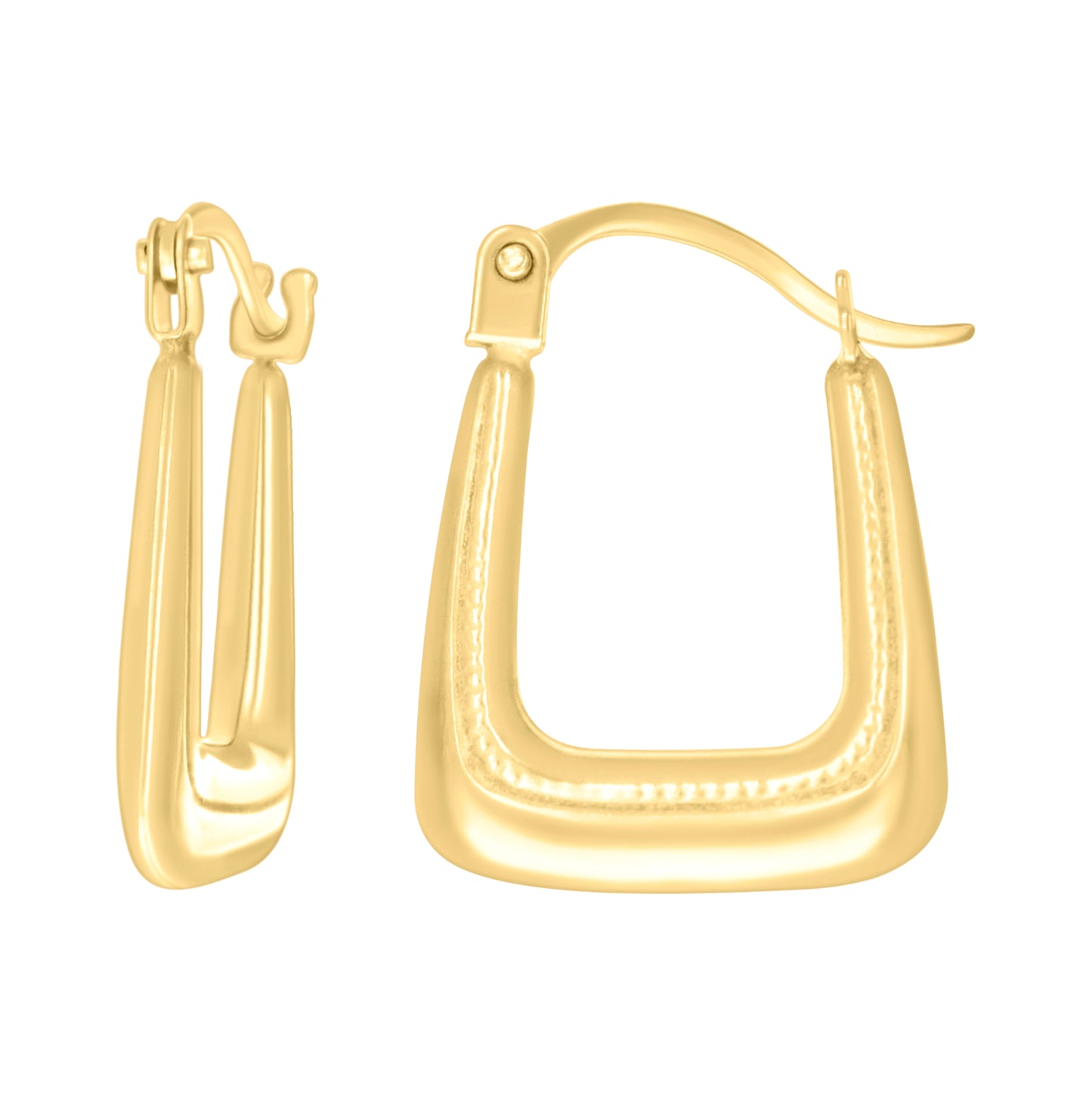 14K Yellow Gold Womens U-Shaped Fashion Hoop Earrings