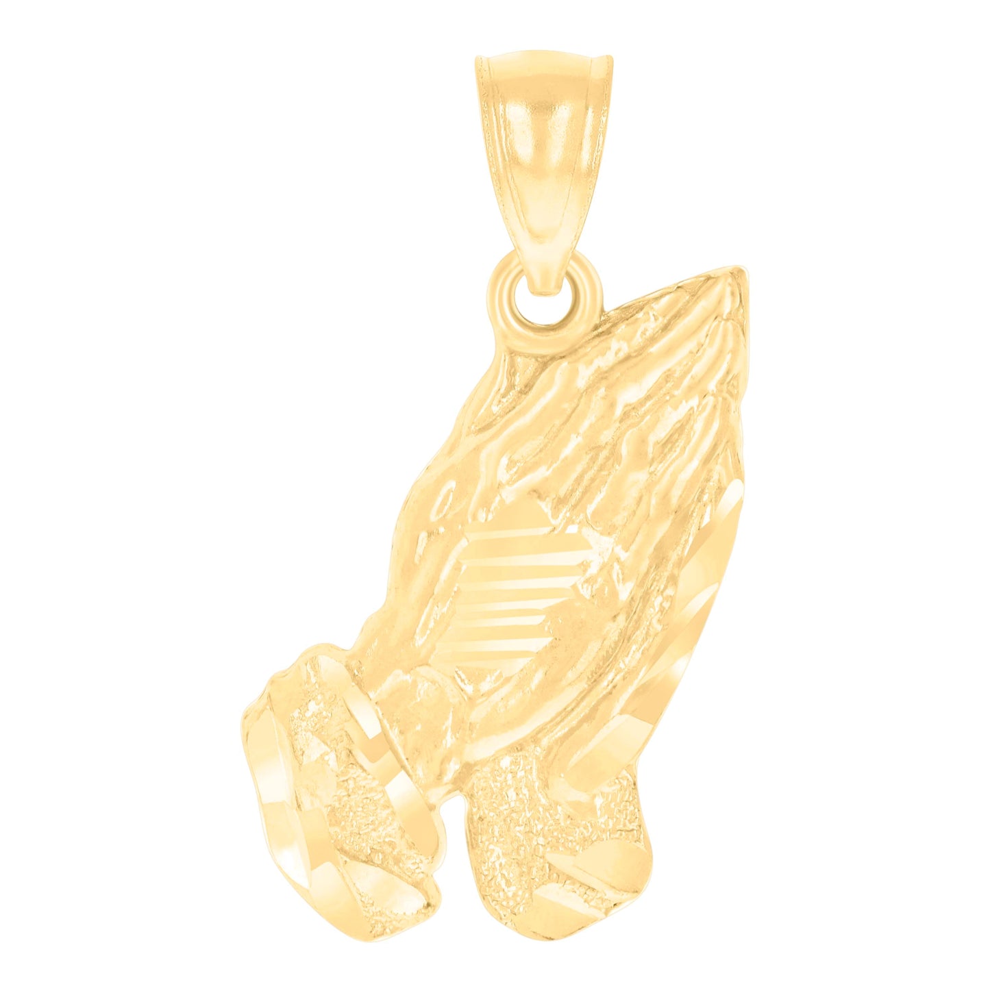 10K Yellow Gold Unisex Praying Hands Symbol Religious Charm Pendant