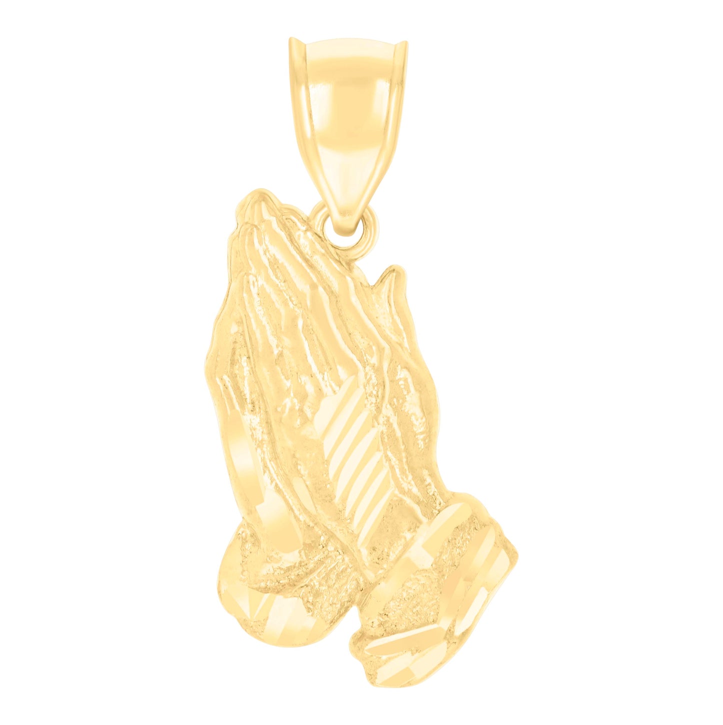 10K Yellow Gold Unisex Praying Hands Symbol Religious Charm Pendant